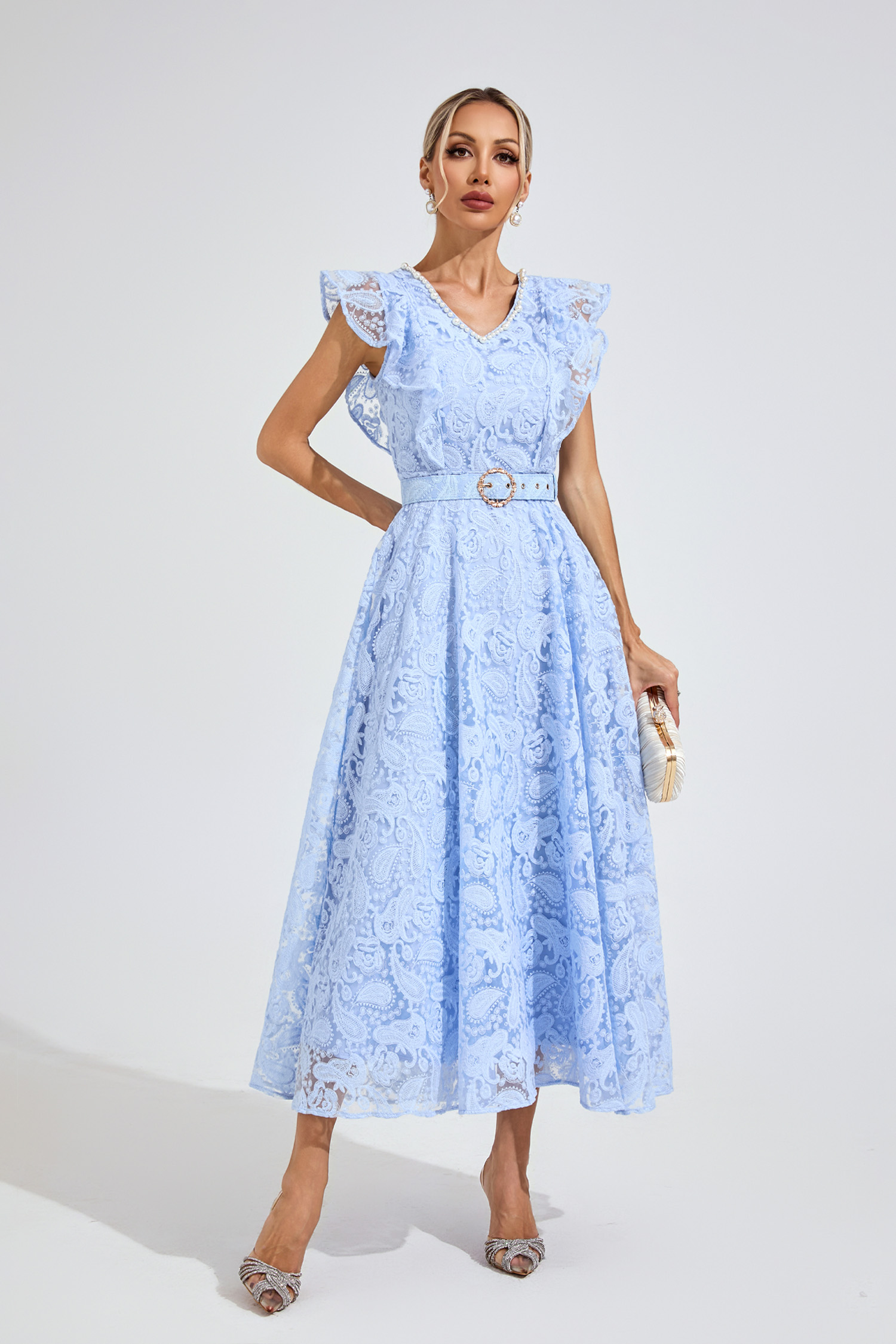 Carter Sapphire Blue Wrap Midi Dress