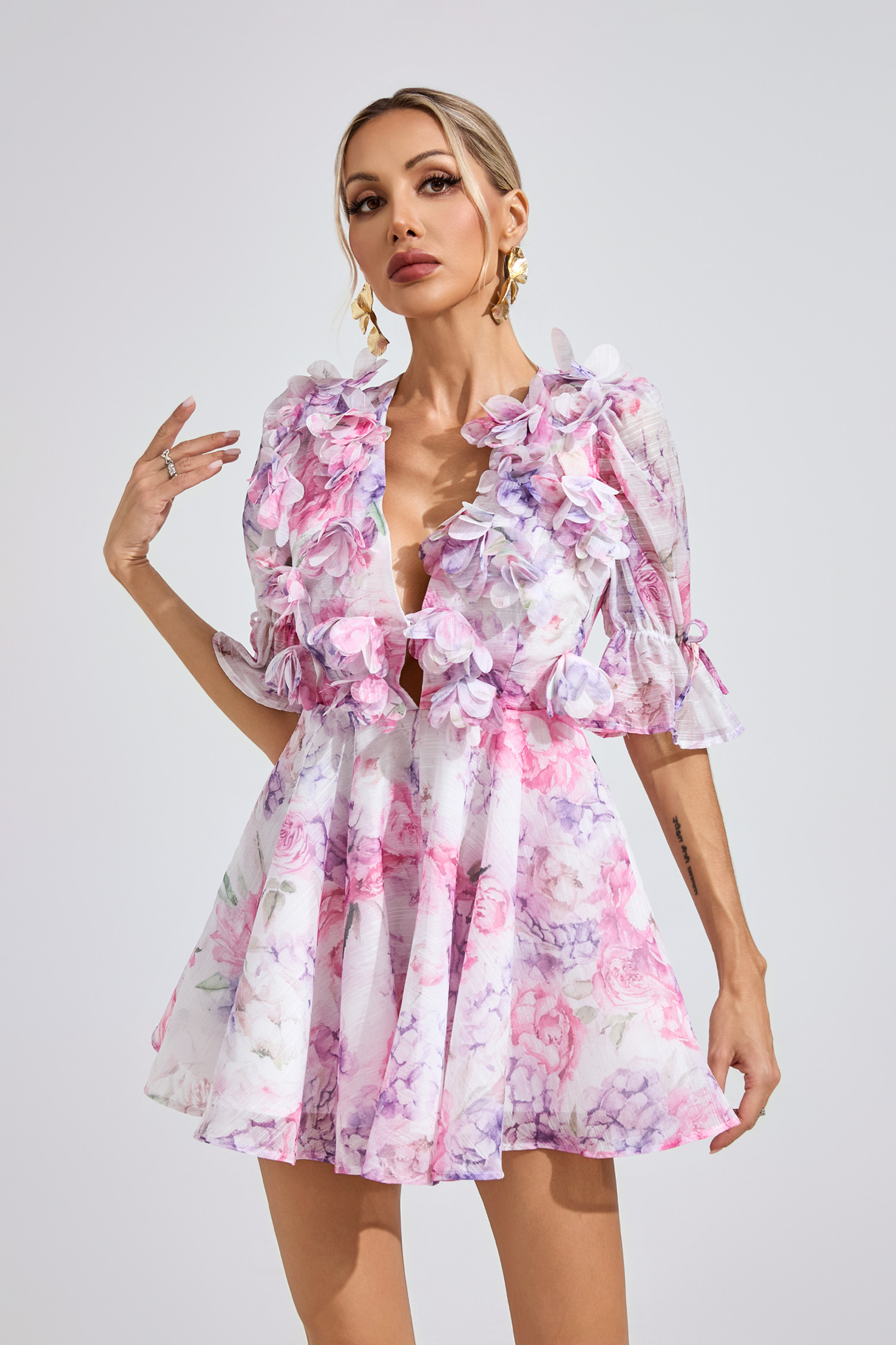 Lane Floral Corset Short Dress