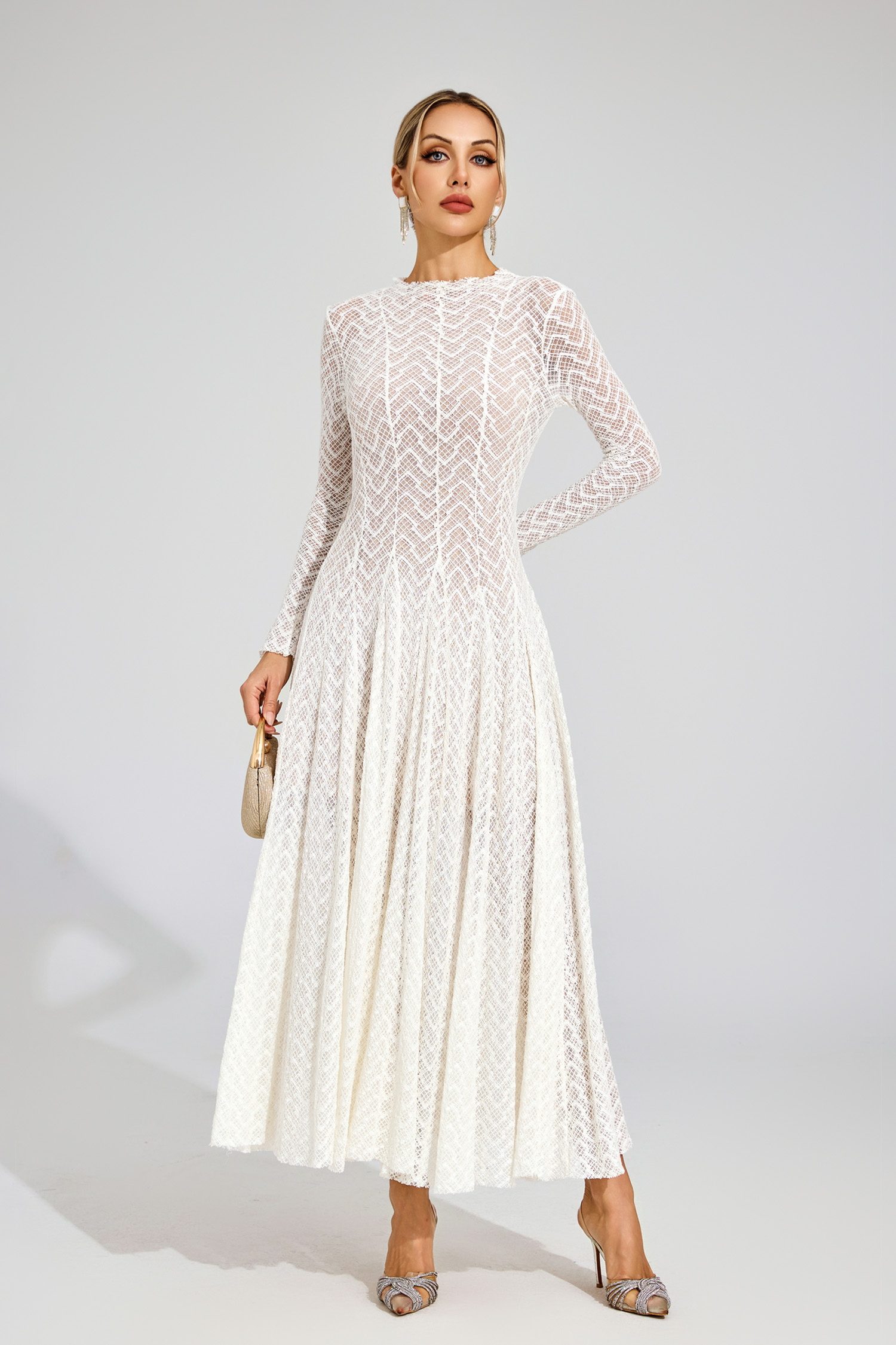Armstrong White Lace Long Sleeve Dress