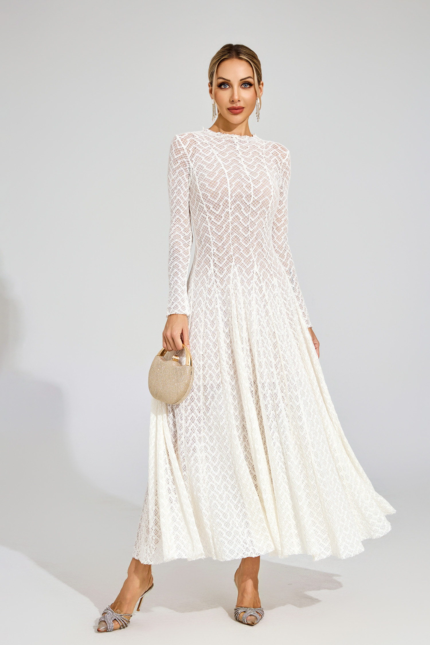 Armstrong White Lace Long Sleeve Dress