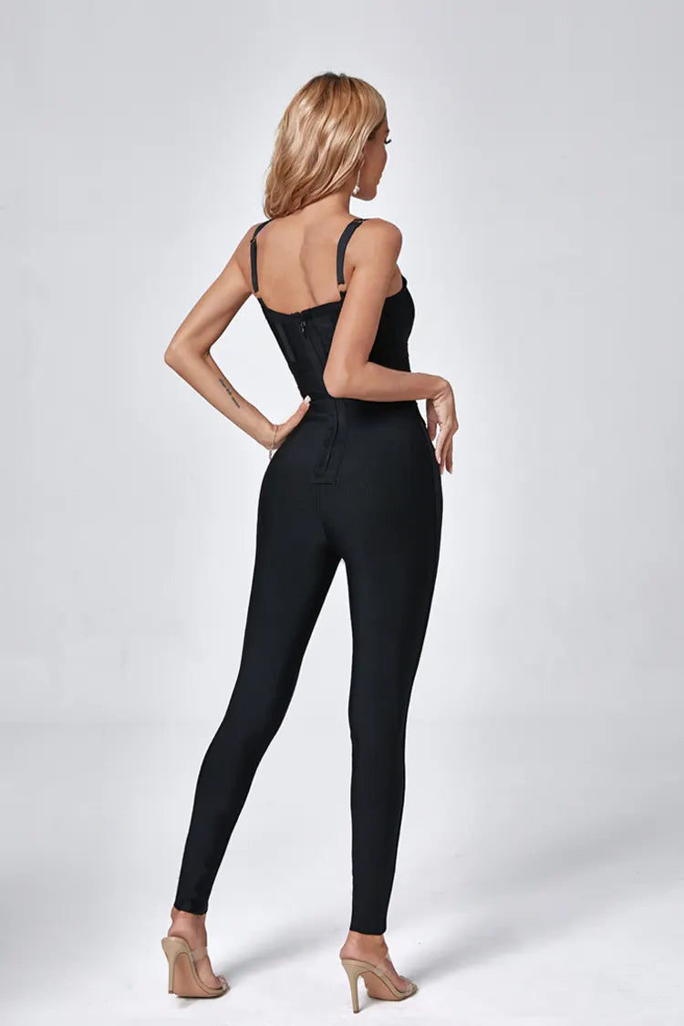 Autumn Black Bandage Jumpsuit-CATCHALL