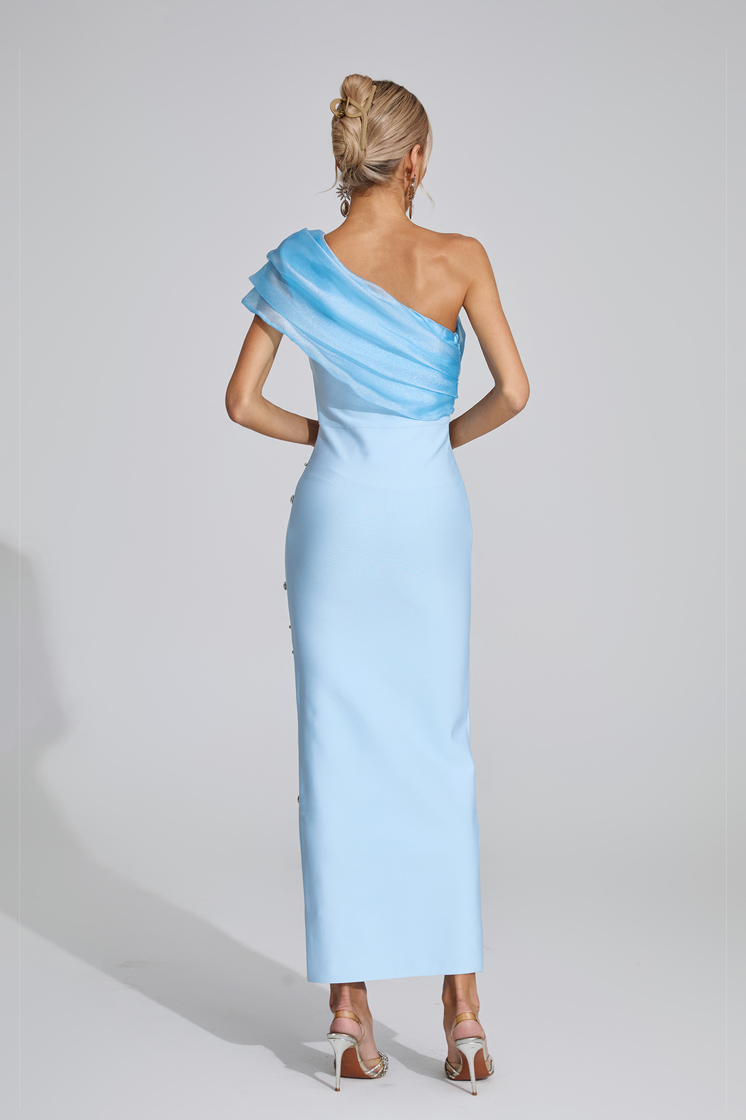 Broderick Rose Blue Diamond Bandage Dress