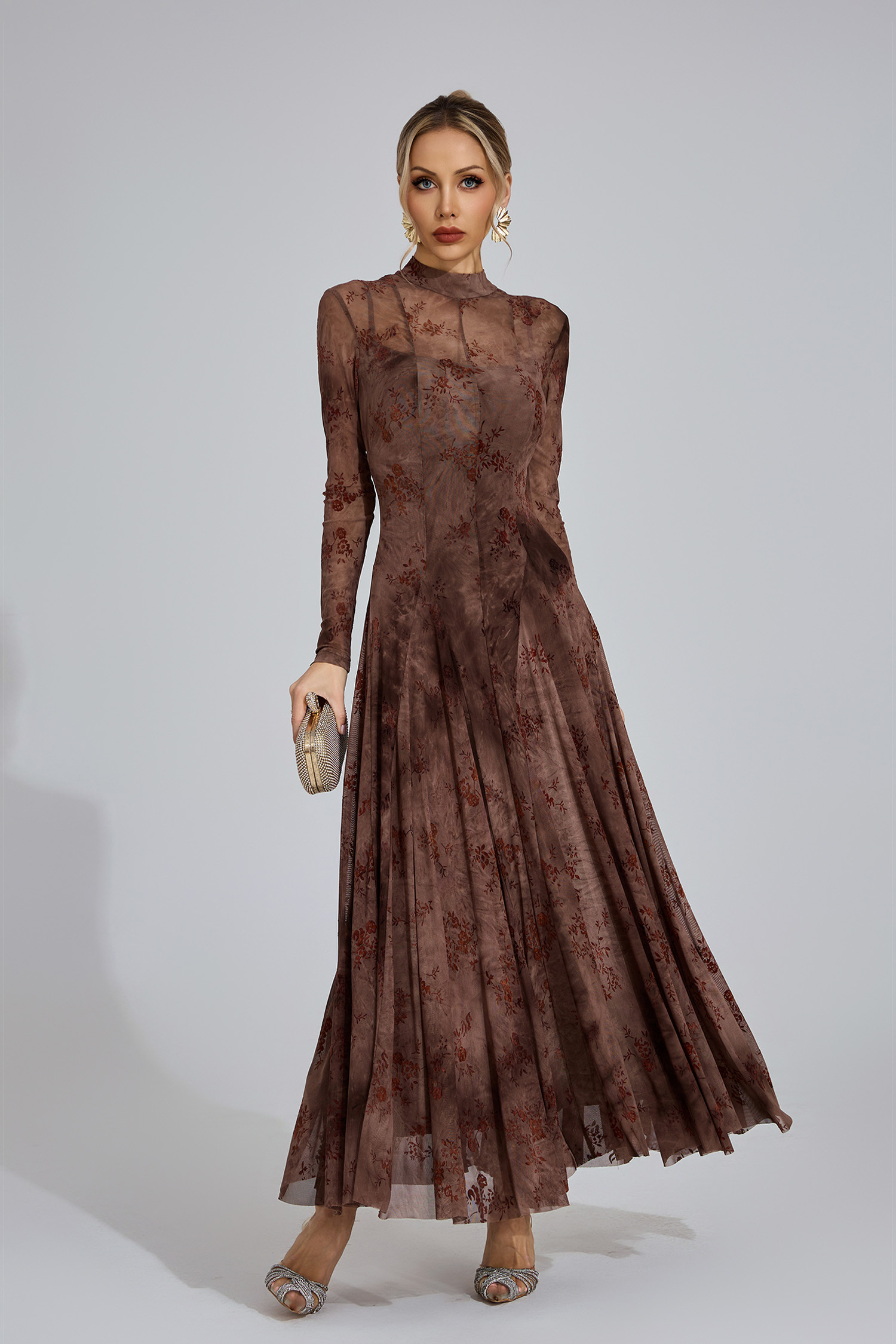 Bronwen Khaki Floral Growth Maxi Dress