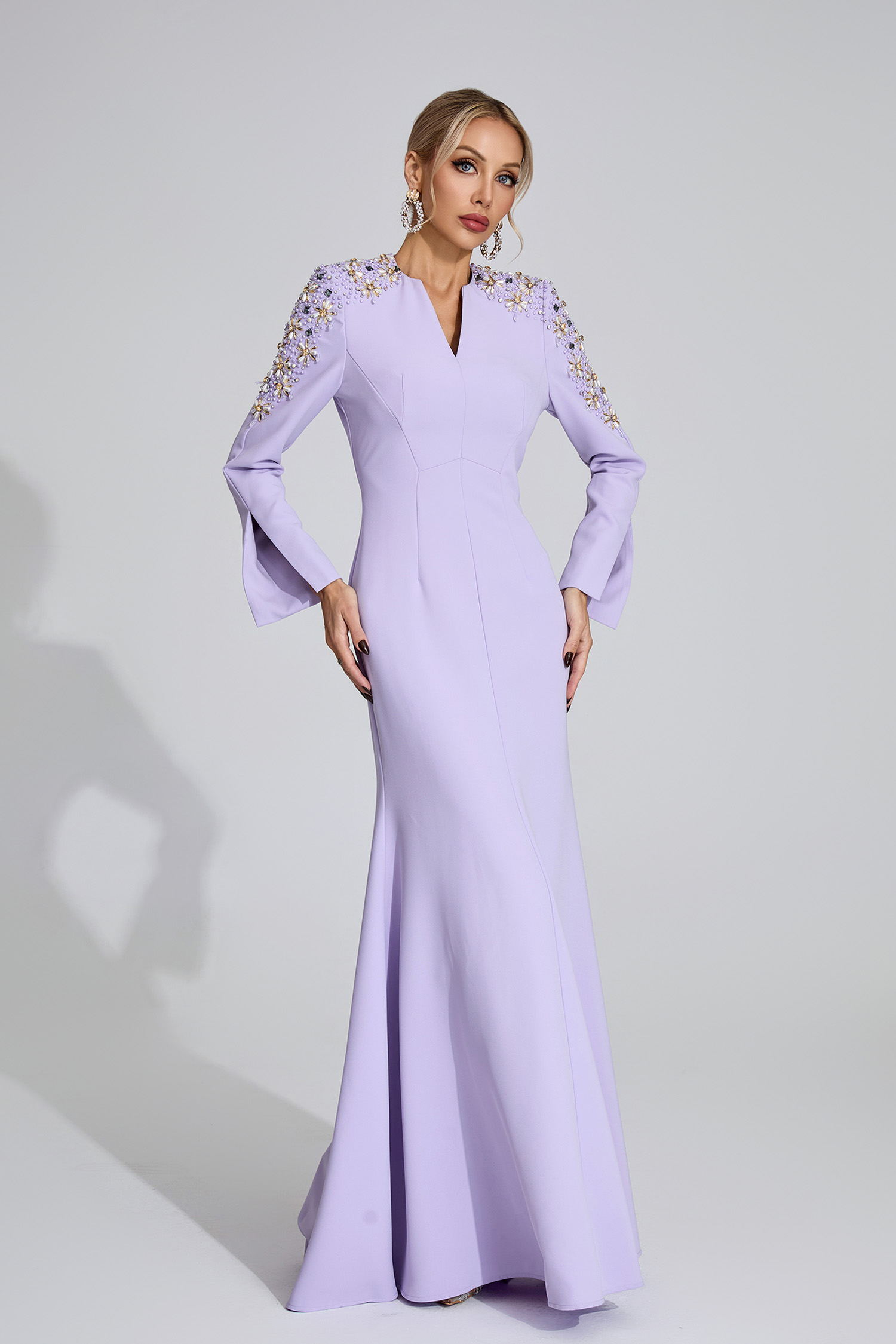 Calli Purple Pearl Maxi Dress