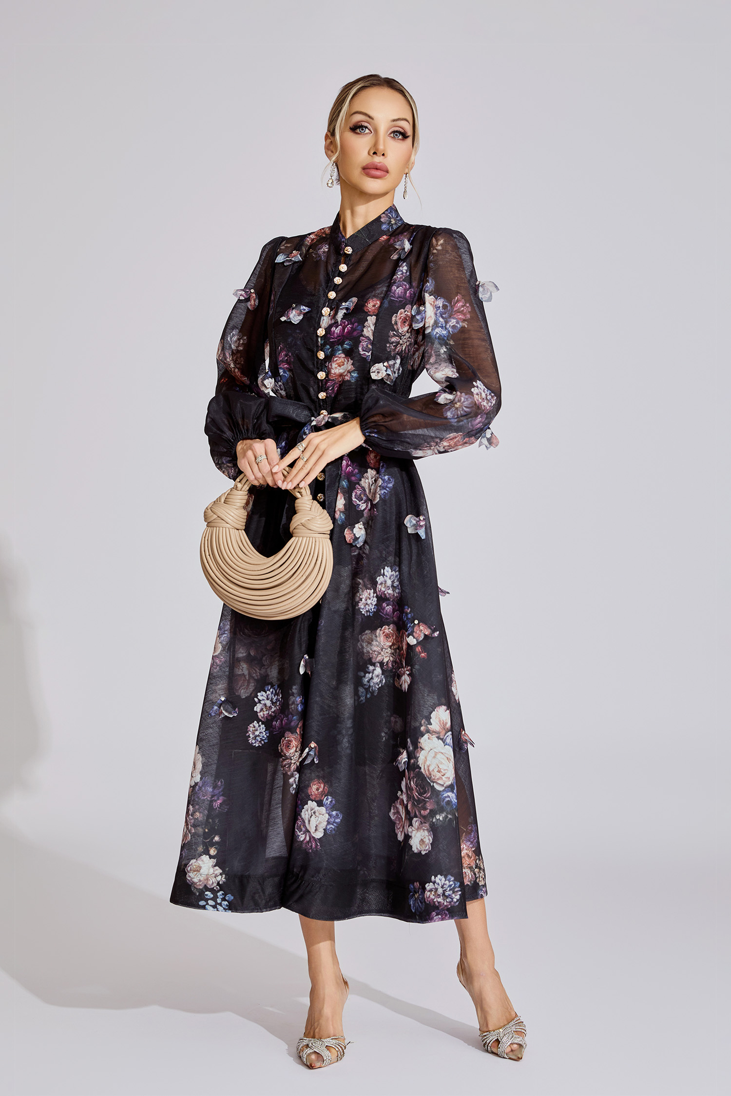 Clara Black Printed Maxi Dress