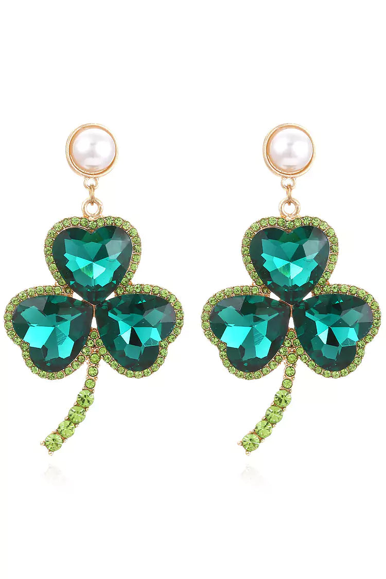 Dahlia Emerald Clover Earrings-CATCHALL