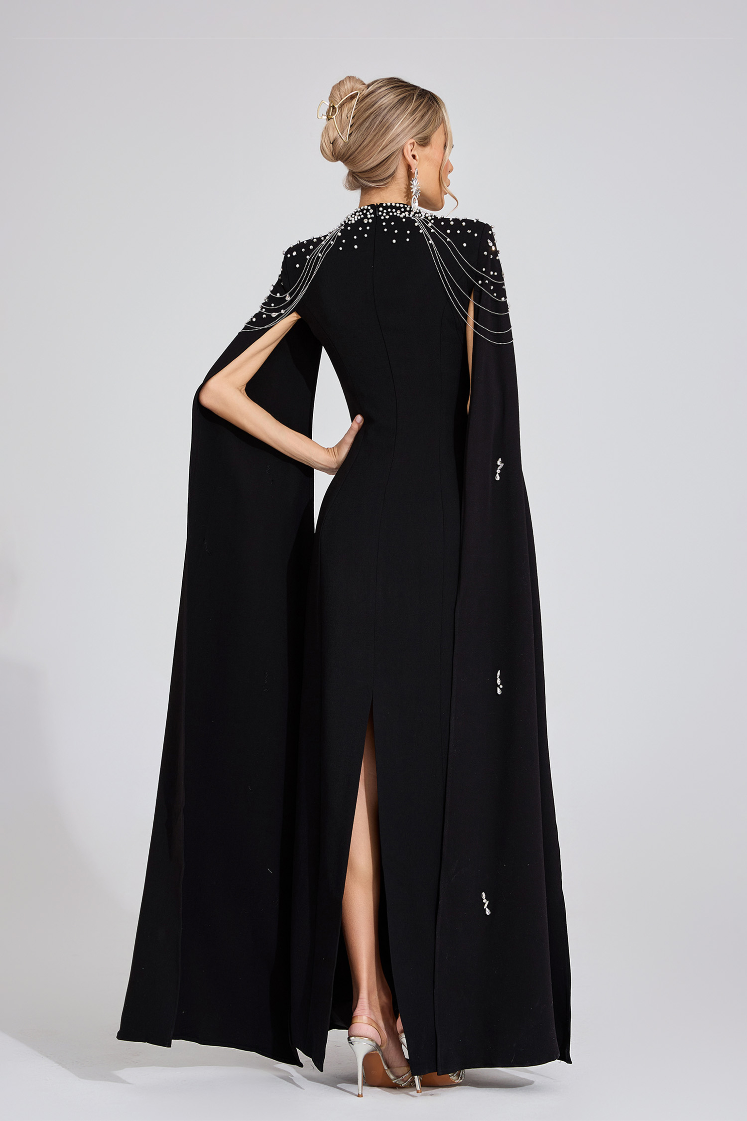 Ffion Black Beaded Maxi Dress