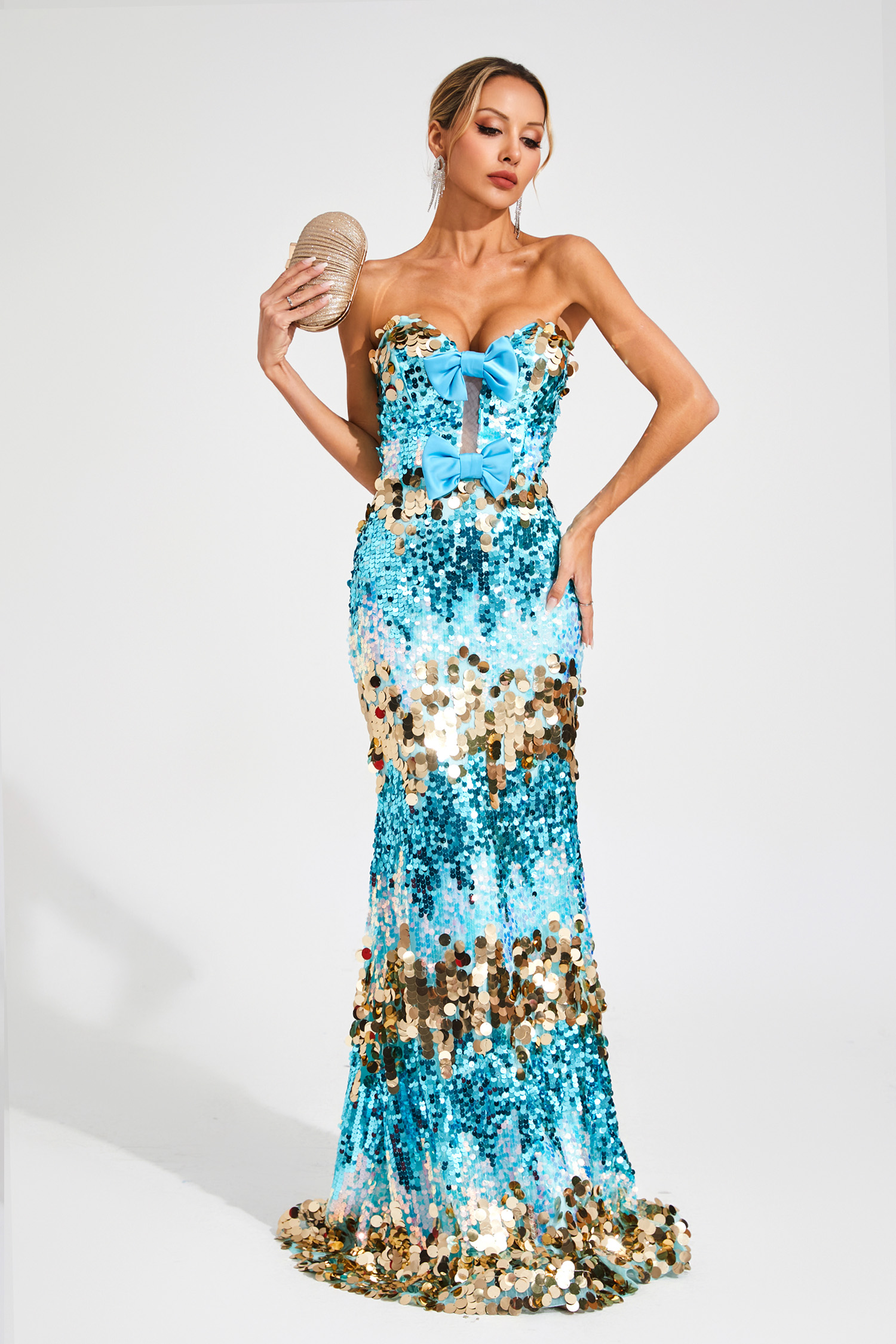 Goldsmith Blue Sequins Bandage Dress