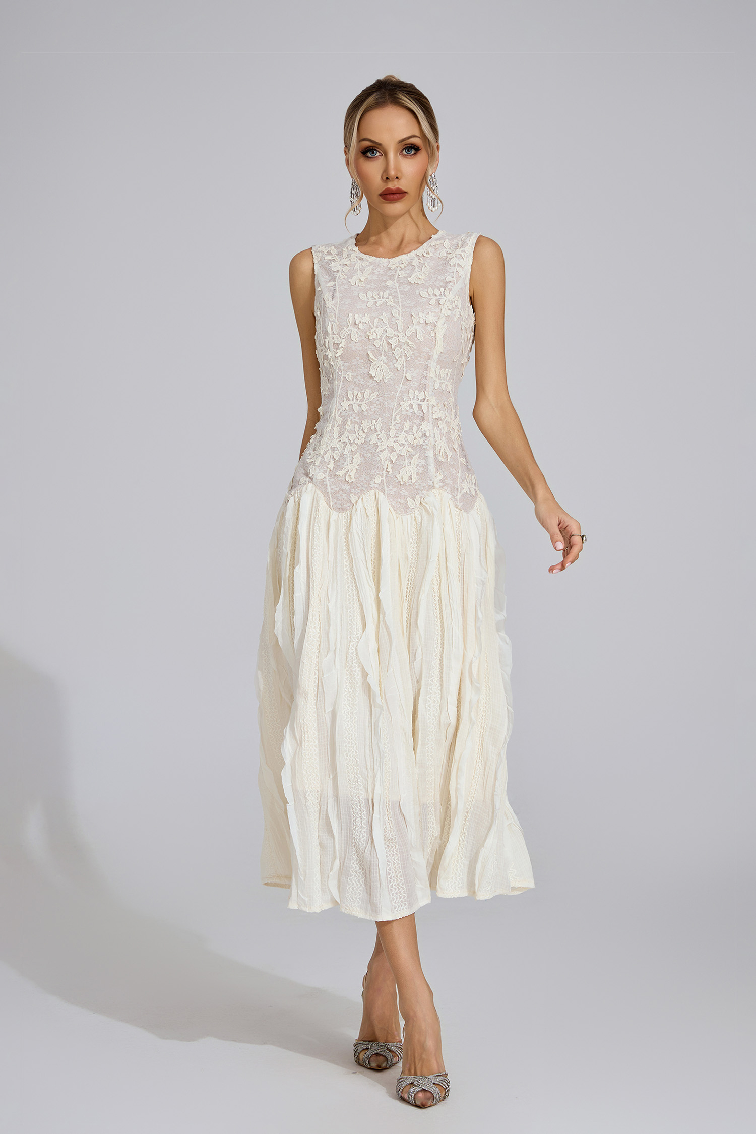 Heulwen Ivory White Patterned Maxi Dress