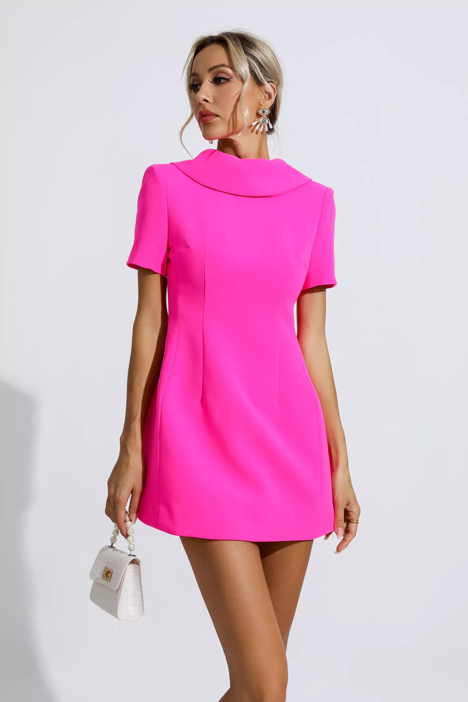 Jacqueline Pink Bow Mini Dress-CATCHALL
