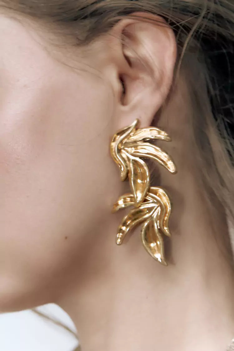 Lia Gold Leaves Earrings-CATCHALL