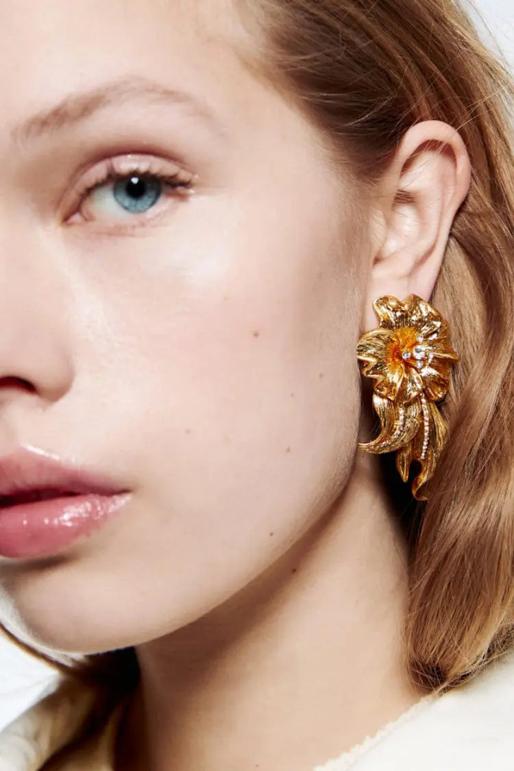 Lyla Golden Flower Earrings-CATCHALL