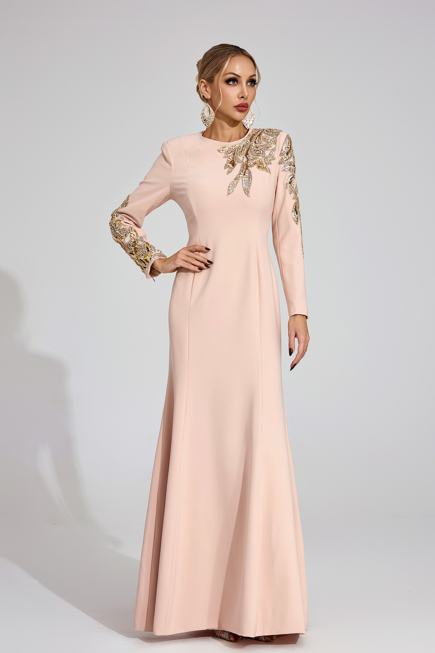 Melusine Apricot Elegant Maxi Dress