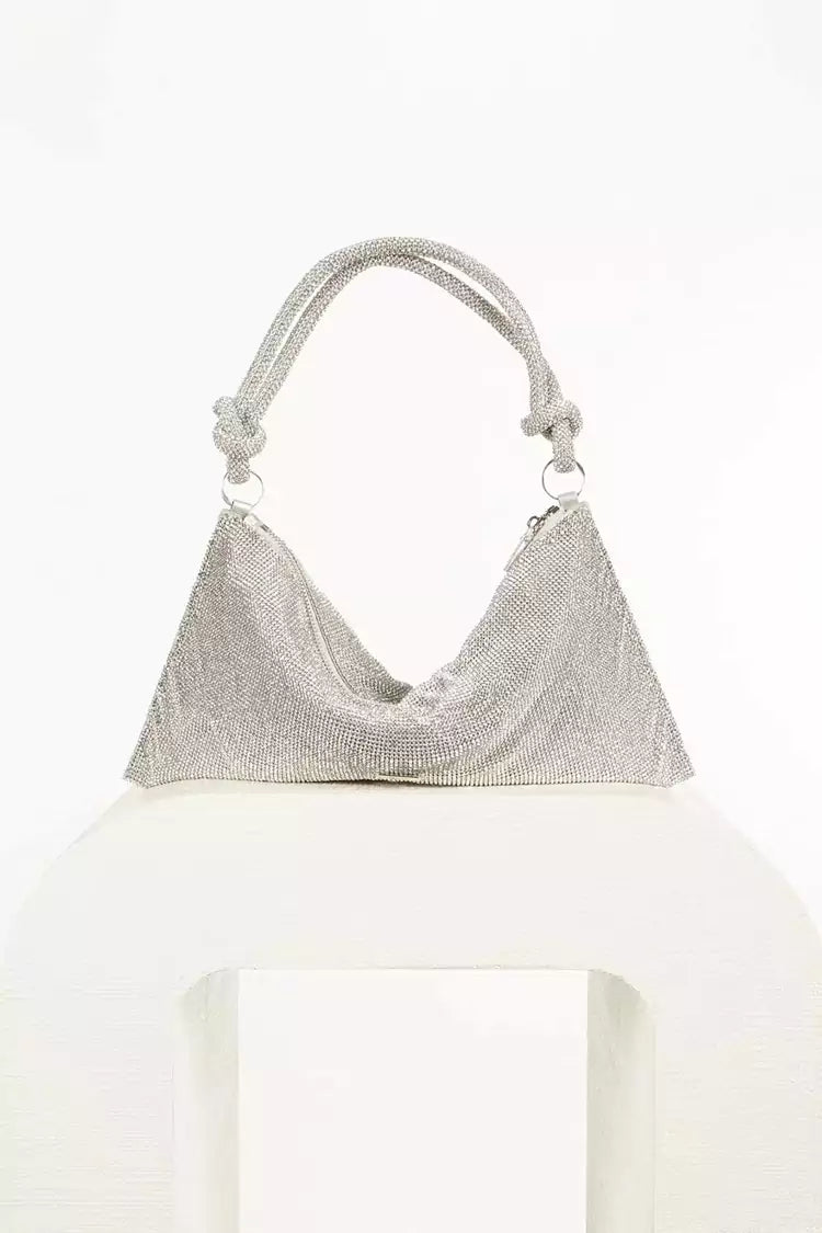 Octavia Silver Rhinestone Shoulder Bag-CATCHALL