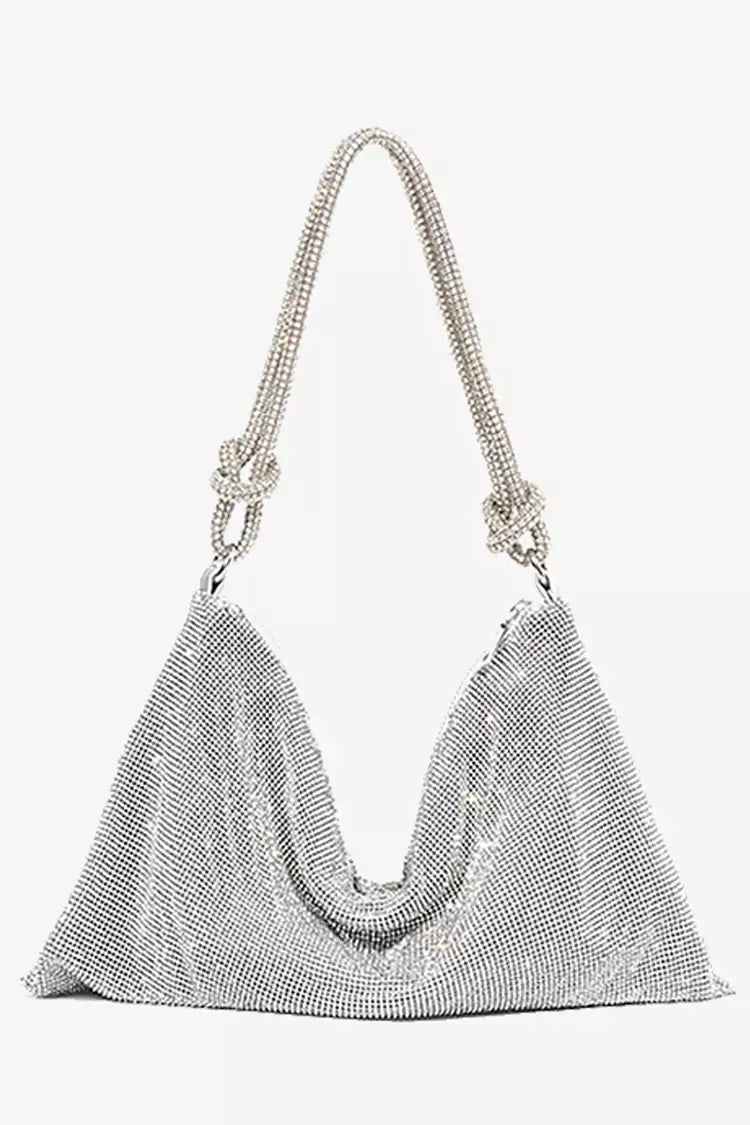 Octavia Silver Rhinestone Shoulder Bag-CATCHALL
