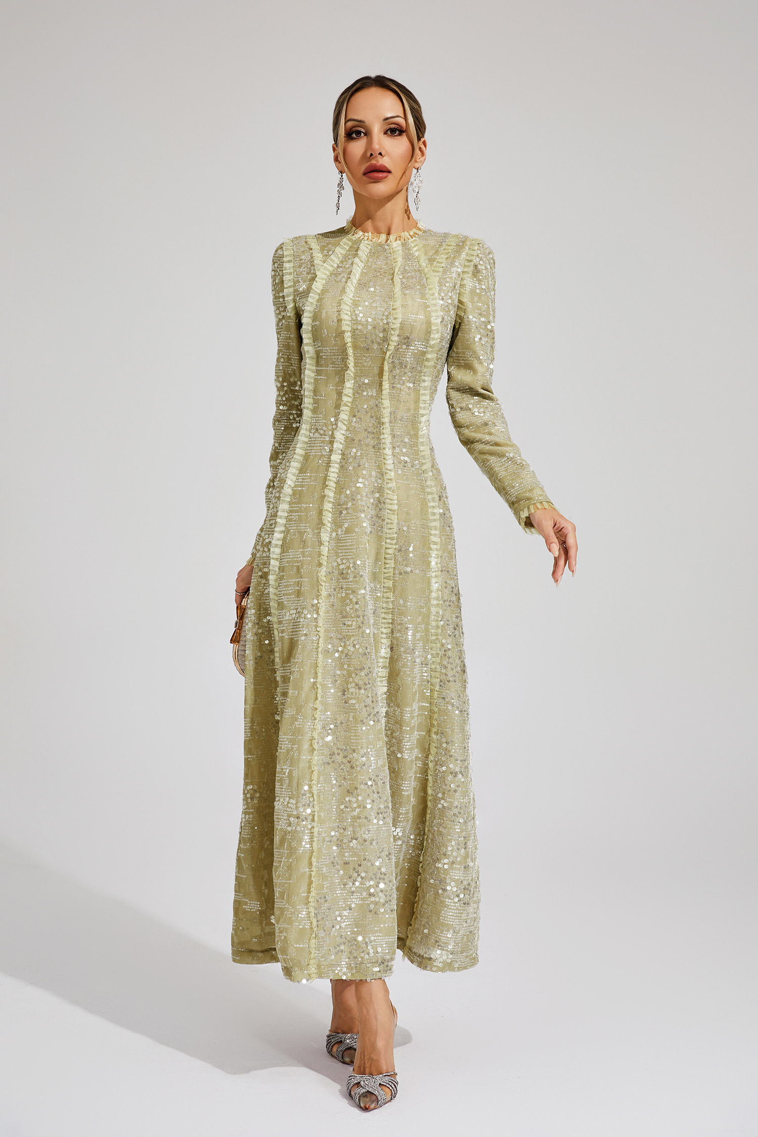 Odelette Apricot Sequin Maxi Dress