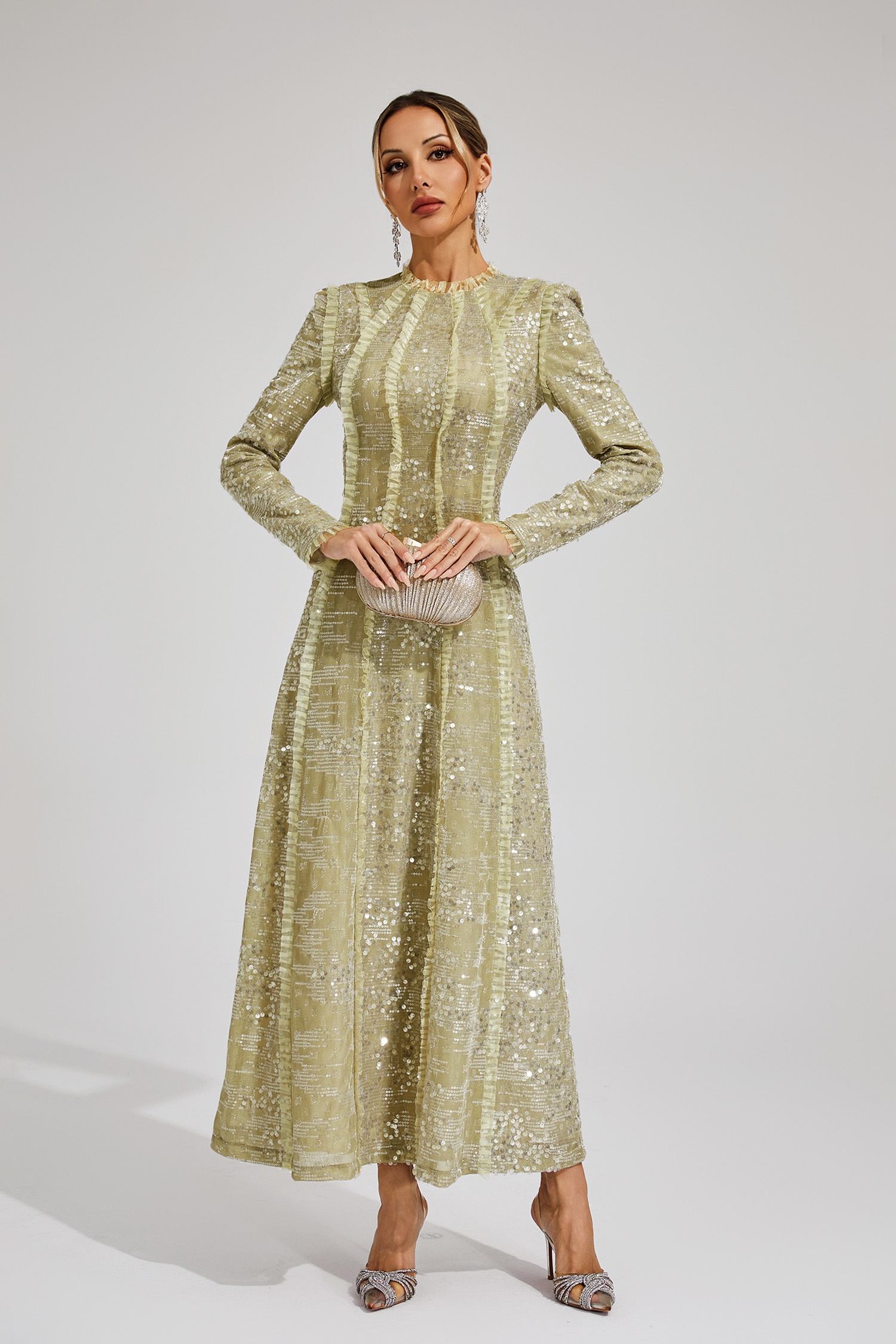 Odelette Apricot Sequin Maxi Dress