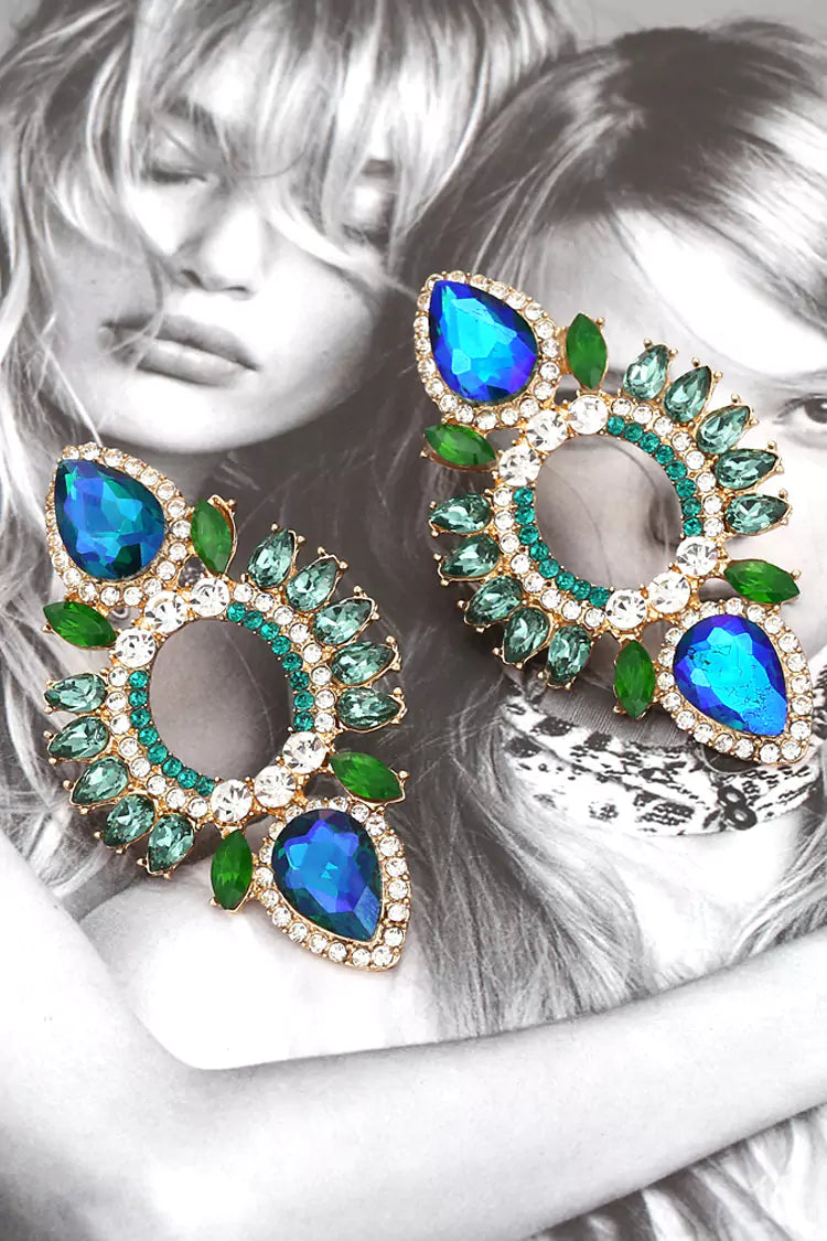 Phoenix Blue Rhinestone Earrings-CATCHALL
