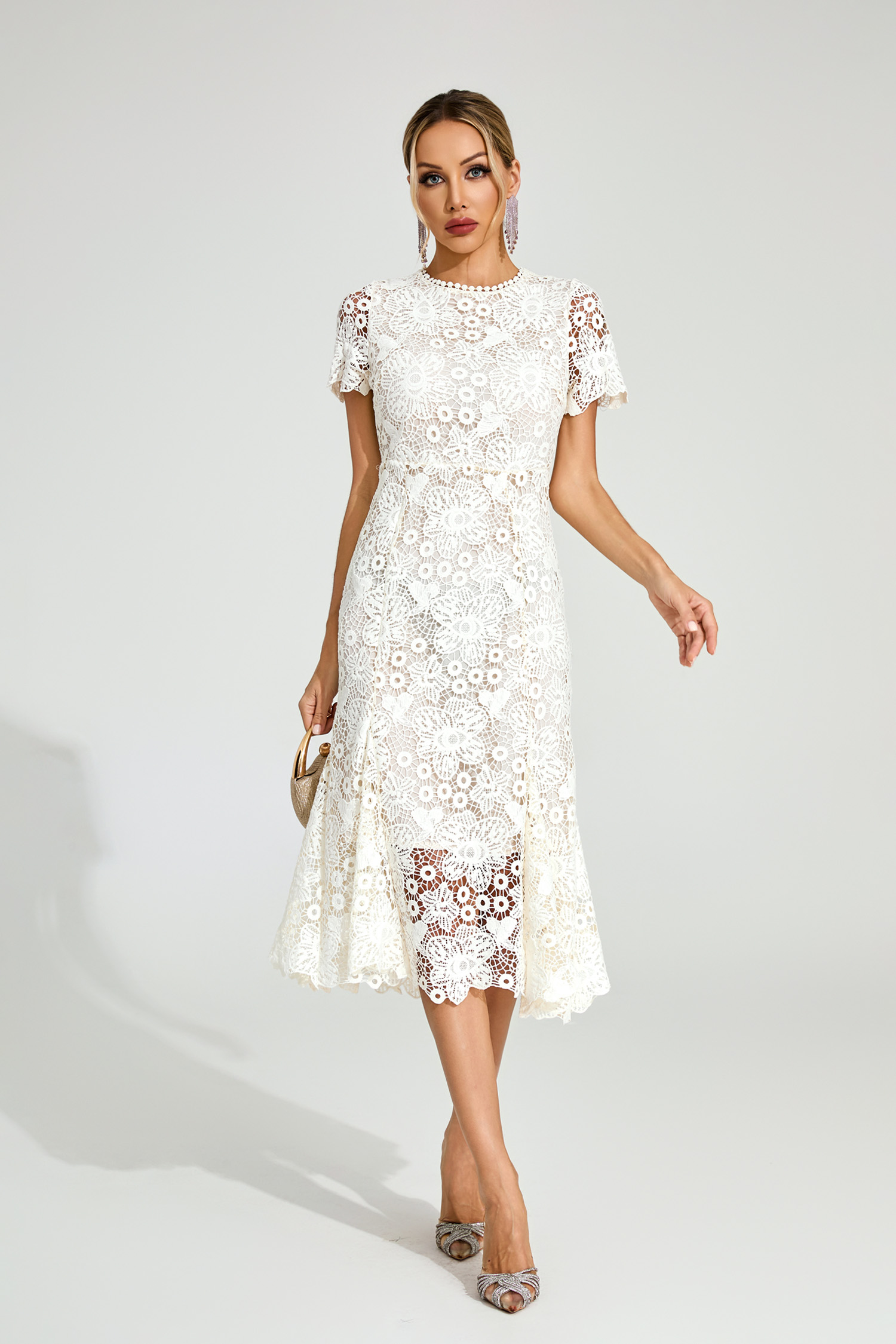 Temple Apricot Lace Mermaid Dress