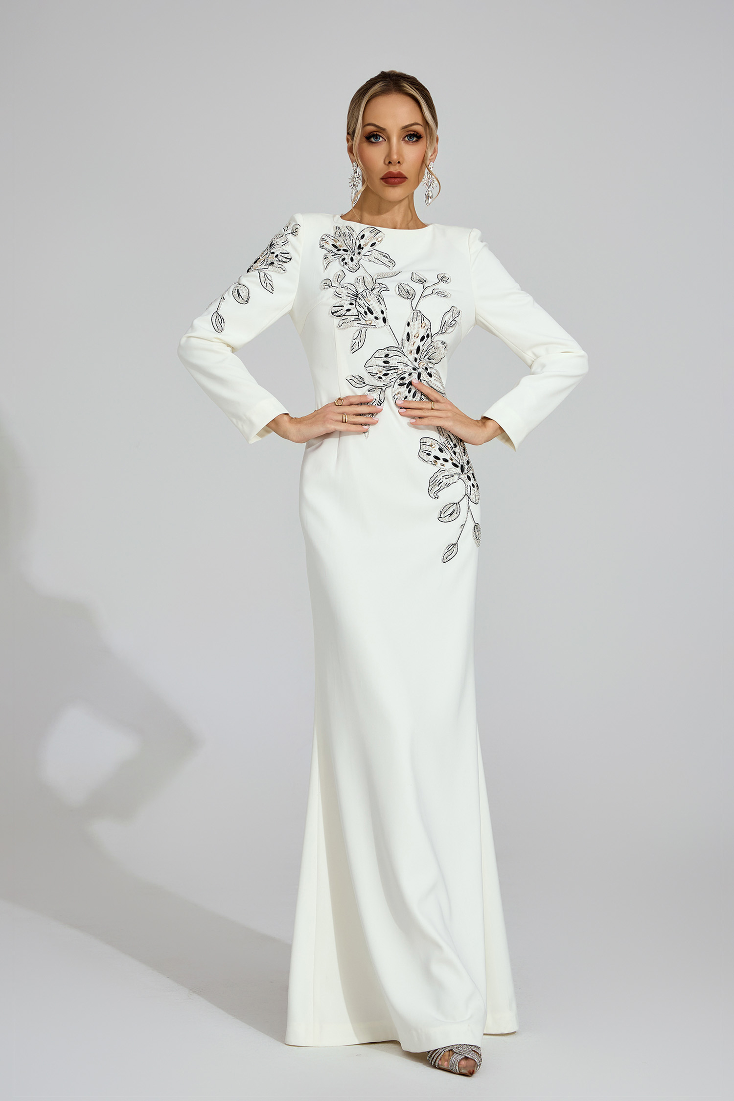 Yseult White Embroidered Maxi Dress
