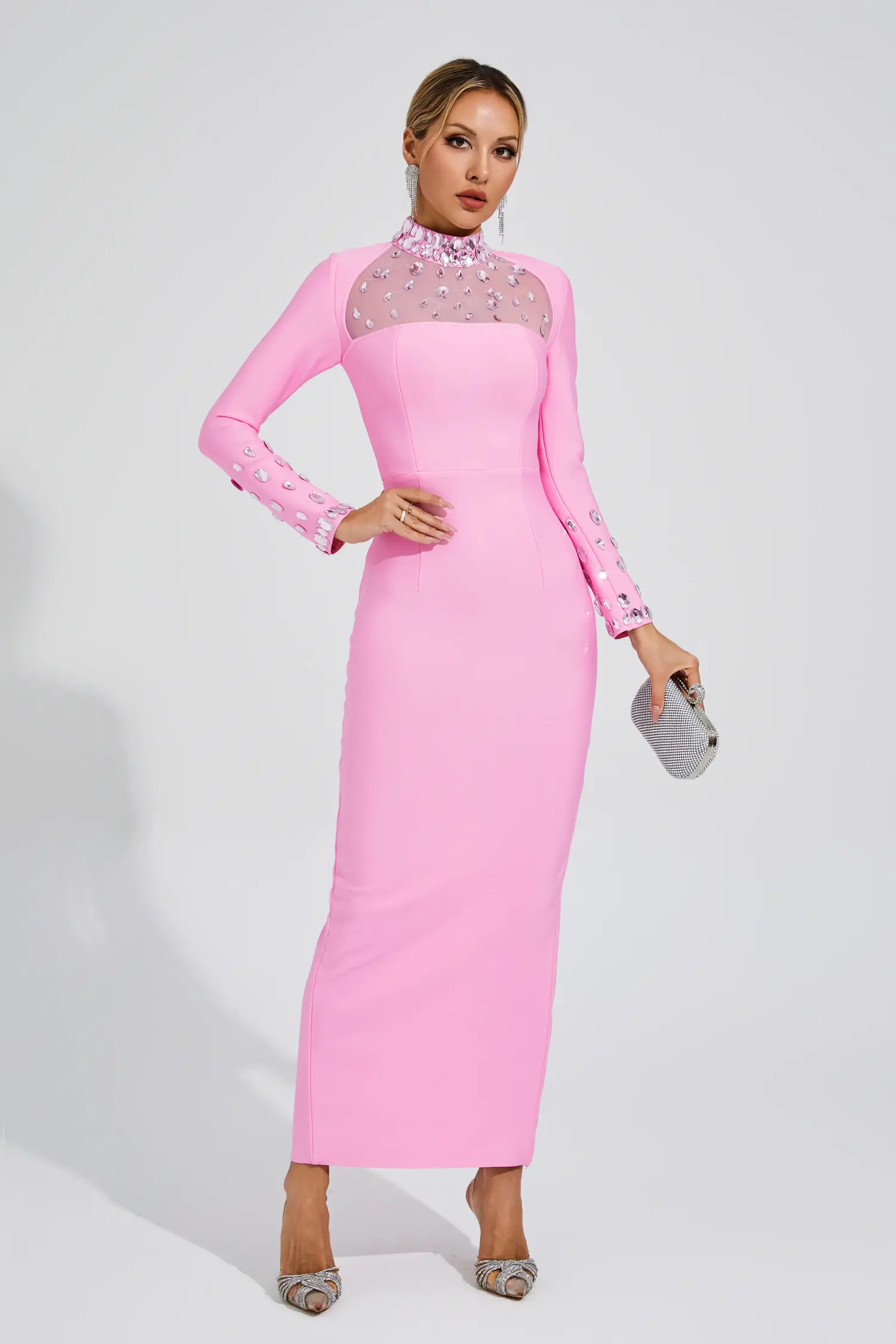 Darren Pink Diamond Bandage Dress-CATCHALL