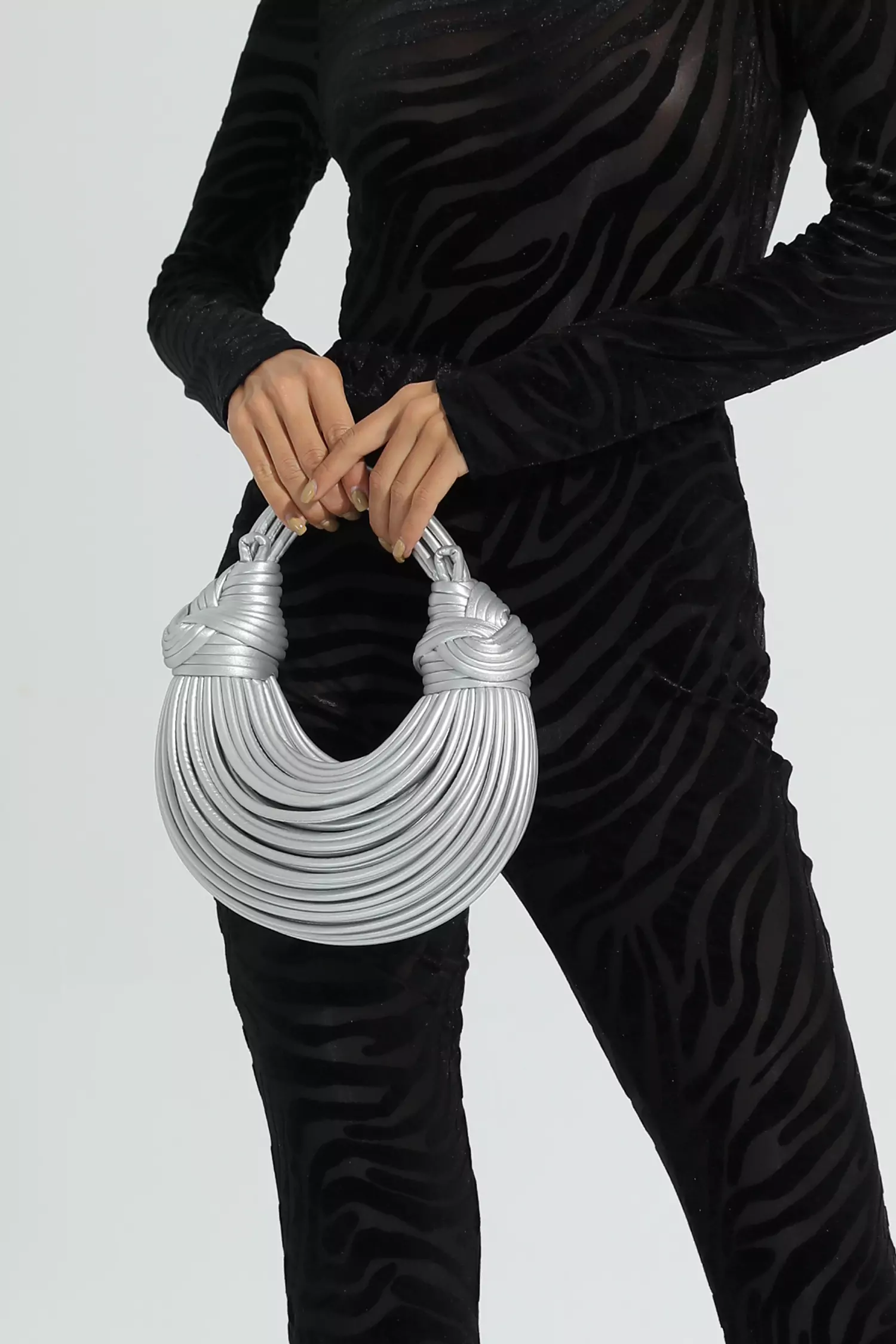 Rosa Silver PU Knotted Bag-CATCHALL